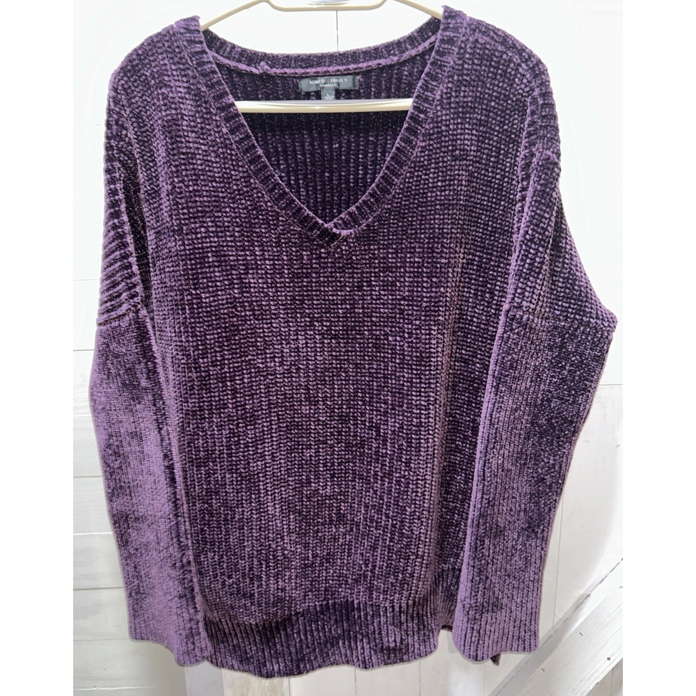 Romeo + Juliet Couture Women's Size L Knitted Velour Sweater Deep Purple